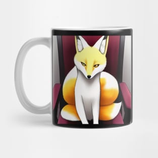 Fox sitting on chair glaring Mug